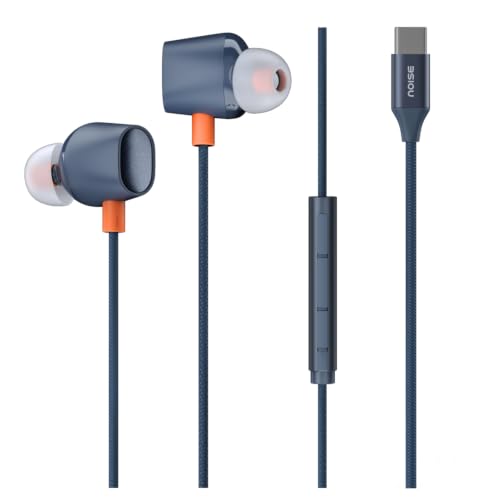 Image of Noise Chord 200 Type-C Wired Earphones | 13mm Driver | in-Line Mic with Voice Assistant | Magnetic Snap-Fit Earbuds | Tangle-Free Cable | Multifunctional Controls - Midnight Blue
