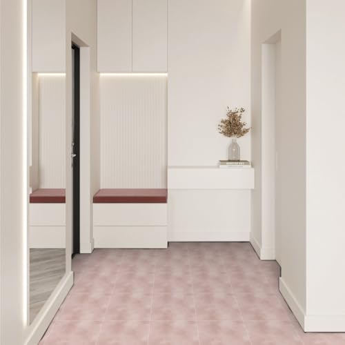 Dalles de sol en vinyle rose Alwayspon pour créer une salle de bain cocooning