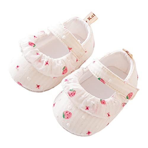 Baby Shoes Toddler Walking Infant Toddler Shoes Strawberry Prints Soft Soled Non Slip Socks Baby (White, 6-12 Months)