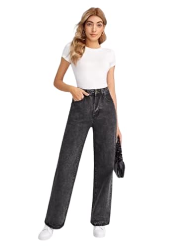 Image of Glossia Denim Baggy Jeans for Women | Stretchable High Waist Straight Fit Jeans for Women | High Rise Stretch Denim | Loose Fit Plus Size Denim (Sizes - 24 to 44) WJ32-1205-$