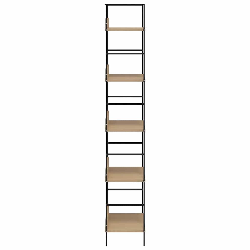 Libreria a 5 ripiani, in legno di rovere, nero, divisorio, altezza 158,5 cm, per soggiorno, ufficio, cameretta dei bambini, decorazione