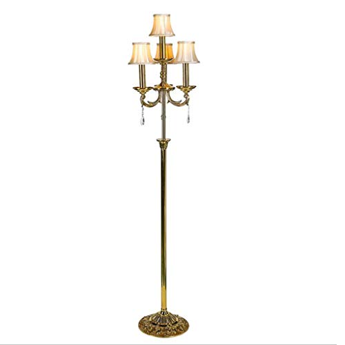 JXXU Quatre Golden Light Tube Lampadaire avec Tissu Abat-Jour en Cristal rétro Lampe Grand Lumière Permanent Chambre Étude Salon Café