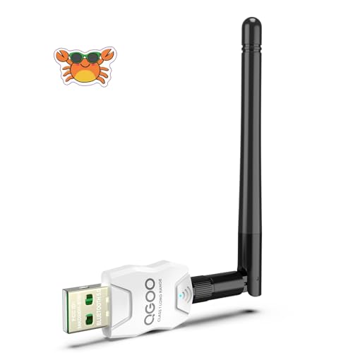 Class 1 Long Range Bluetooth Adapter for PC, QGOO USB Bluetooth Adapter for PC 5.3+EDR, Bluetooth Dongle Bluetooth Receiver Support Windows10/8.1/8/7?white-159?
