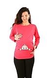 M.M.C. NEUGIERIGES BABY - UMSTANDSMODE UMSTANDSSHIRT MIT MOTIV SWEATSHIRT SCHWANGERSCHAFTSSHIRT FÜR DIE SCHWANGERSCHAFT, LANGARM (KORALLE, MEDIUM)