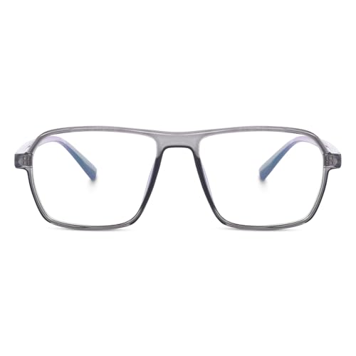 Image of Peter Jones Grey Square Unisex Medium Sleek Optical Frame with Anti Glare Lenses (AG216GT)