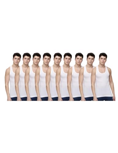 Image of Dollar Lehar Men Combed Cotton Round Neck Vest -White