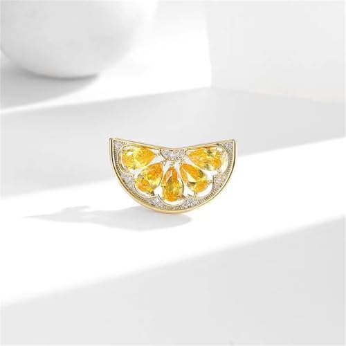 Image of Cute Lemon Brooch Pin for Women Rhinestone Fruit Little Brooch Sparkling Crystal Strawberry Cherry Enamel Pin Christmas Birthday Art Deco Jewelry Gifts