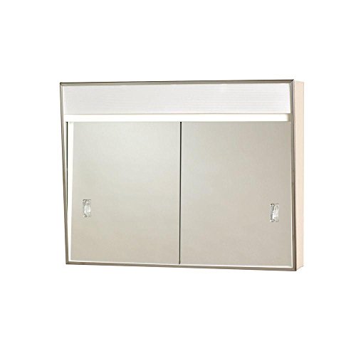 American Pride 701L Series Sliding Medicine Cabinet, 2 Light with Courtesy Outlet, 24"