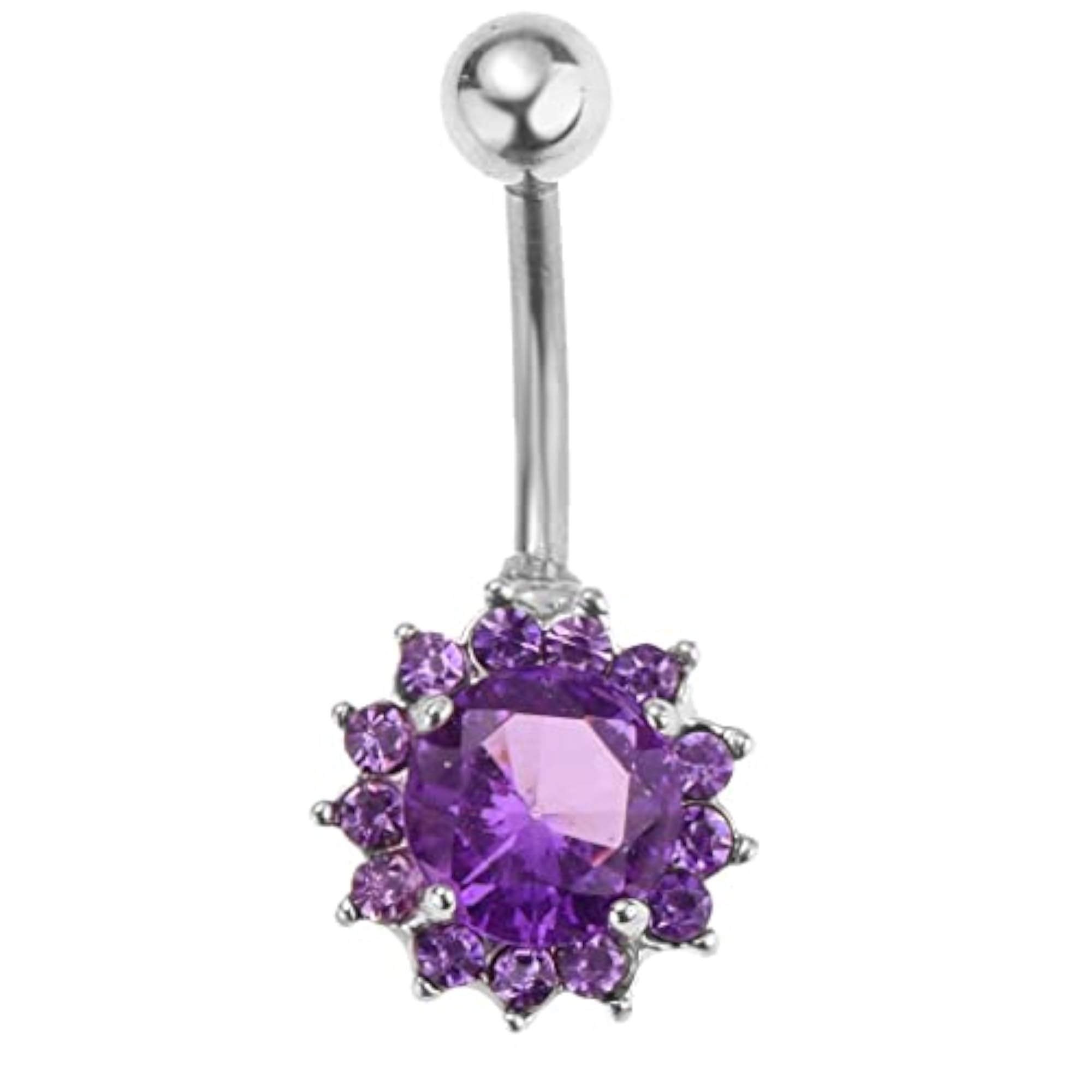 Flower Belly Button Ring Navel Barbell, Body Piercing