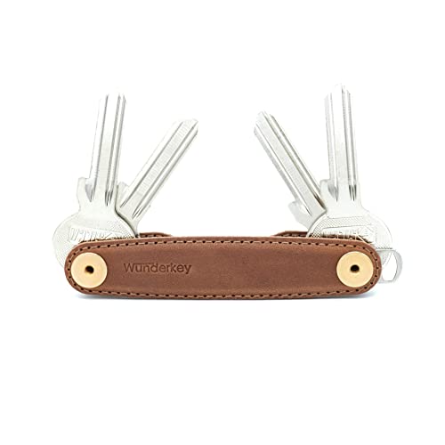 Wunderkey W-WK-LHG2-8 Havanna Leather Key Tidy with Gold Coloured Hardware, Brown
