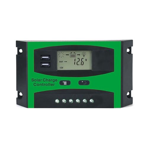 Solar Charge Controller 12V/24V PWM Solar Panel Charge Controller with LCD Display - Auto Regulator, USB Port for Solar Panel Systems（10A）