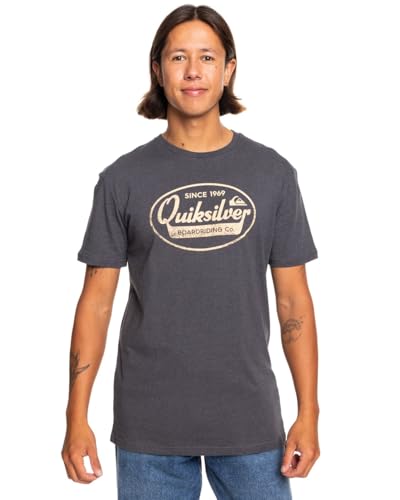 Siebdruck auf der Brust Quiksilver What We Do Best-Maglietta da Uomo, Charcoal Heather, S