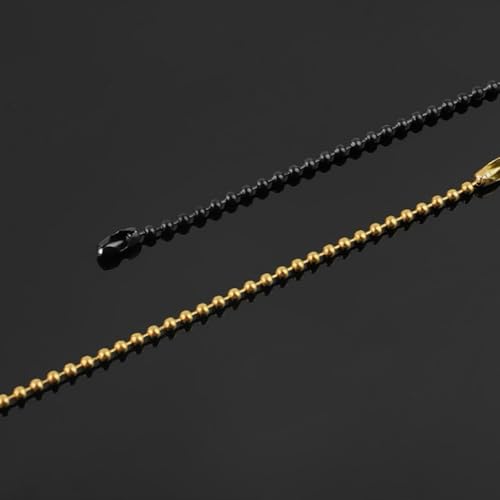 Image of IFNOW Ceiling Fan Pull Chain Metal Fan Pull Chain Extension, Ceiling Fan Chain Connector, Diameter 3.2mm 13 Feet Long with 16 PCS Connectors (6.5 Feet Pure Black*2)