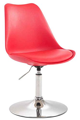 Chaise De Salle A Manger Maverick avec Siège en Plastique Et Revêtement en Similicuir I Chaise Design Retro Ajustable avec Pied en Métal, Couleur:Rouge, Couleur du Cadre:Chrome