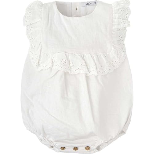 Pelele con manga corta BABIDU Niña Luz en algodón suave con volantes bordados para bebé unisex