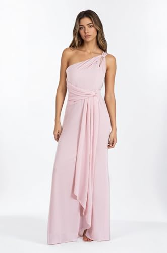 Chicbridal Chiffon One Shoulder Bridesmaid Dresses with Slit Pleated A Line Long Formal Evening Dress with Pockets2