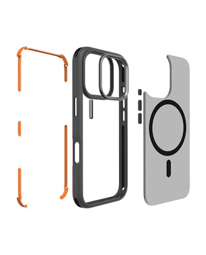 Image of DailyObjects Polycarbonate Case for iPhone 16 Pro Compatible with Mag-Safe Wireless Charging | Orange Hybrid Magnetic Armour Slim Shockproof Back Cover