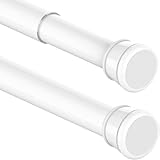 1PC Tension Rod No Drill Shower Curtain Pole Extendable Curtain Poles Shower Curtain Rail for Bathroom, Window, Door, Wardrobe, 83-160CM/32.68-62.99Inch(Diameter:25mm) White