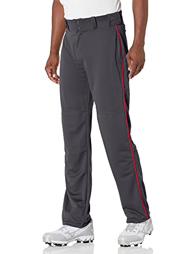 Alleson Athletic Men's Baseball Pants with Braid, Charcoal/Scarlet, Large - image 2