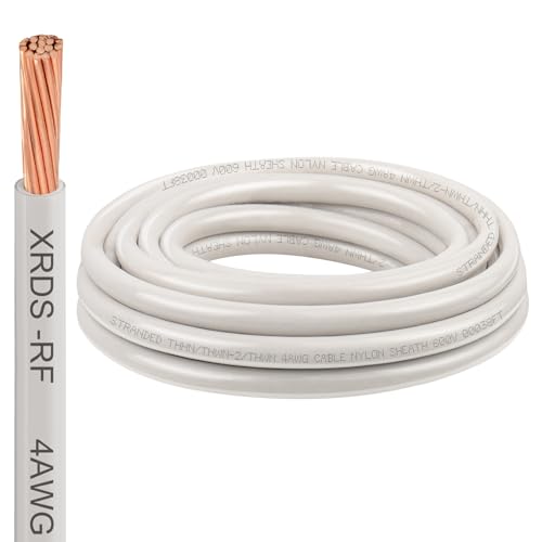 Image of 4AWG THHN Electrical Wire 10FT - Stranded Bare Copper Conductor with PVC and Nylon Insulation, Heat and Oil Resistant Cable for Indoor & Outdoor Wiring