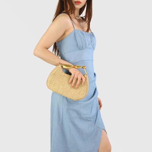 Bolso de mimbre para mujer estilo boho miniatura 2