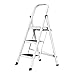 DRSM 3-stufige Leiter, zusammenklappbare tragbare Trittleitern, Mehrzweck-Küchenstufe mit rutschfesten Stufen, Stahlhocker für Zuhause/Küche/Garage (Color : White)