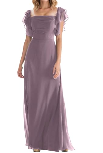 Robe de demoiselle d'honneur à col carré pour mariage d'été ZMKI755