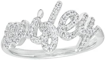 Ashu jewellers || 1 Ct Round Cut Diamond Cursive Letter Wifey Wedding Band Engagement Ring For Women 14K White Gold Finish 925 Sterling Silver Beautiful Anniversary Ring Wife Gift For Her