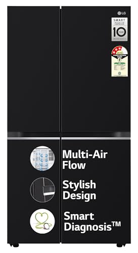 Image of LG 655 L, 3 Star, Frost Free Smart Inverter Double Door Side by Side Refrigerator (GL-B257HWBY, Western Black, Express Freezing | Multi Air-Flow)