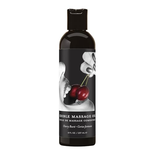 Aceite de masaje comestible Earthly Body, sabor cereza - 8 oz. - Aceite de semilla de cáñamo, almendra, semilla de uva, albaricoque y vitamina E - Vegano y libre de crueldad