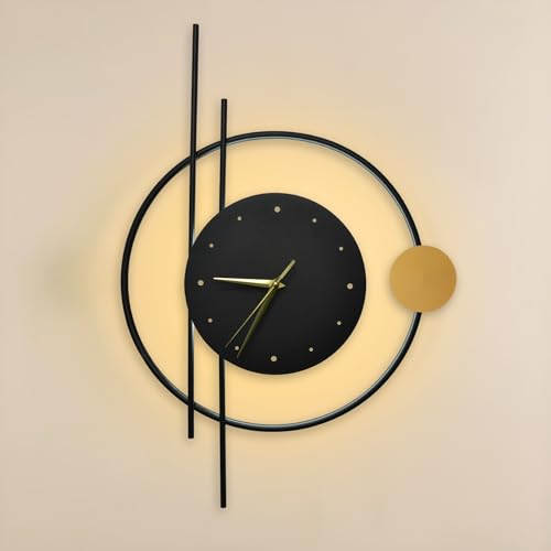 Image of Smartway Denric 6 Watt LED Wall Lamp with Clock Modern Decorative Wall Light with 3 Light Modes (Warm, Natural & Cool White) | Bedroom, Living Room & Bedside