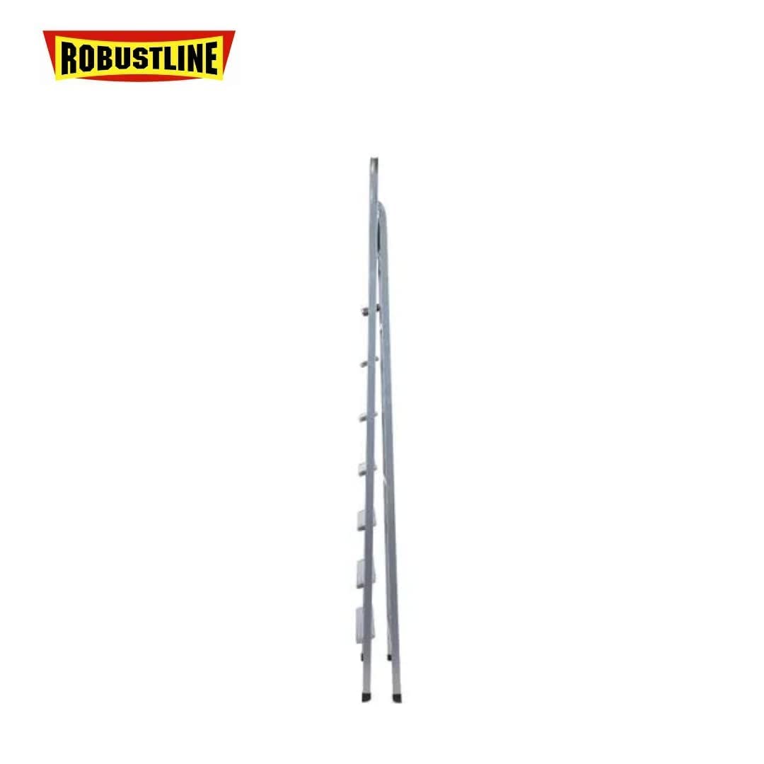 Robustline Heavy Duty Steel Ladder, Ultra Stable Folding Ladder. (8 Step, Silver)