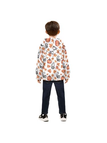 Maple Leaf Pumpkin and Squirrel Girls Fleece Jacket Girls Fall Jacket Boys Coats Zip Up Hoodie Children Outerwear 2-10T4