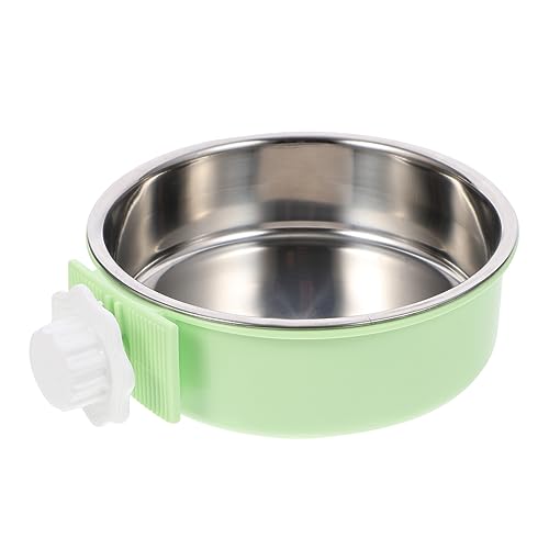 PERSELOSO ステンレス製ペットフィーダー ハンギングフードボウル 大型犬猫用 グリーン 給餌器 ケージ用お皿 便利な固定デザイン