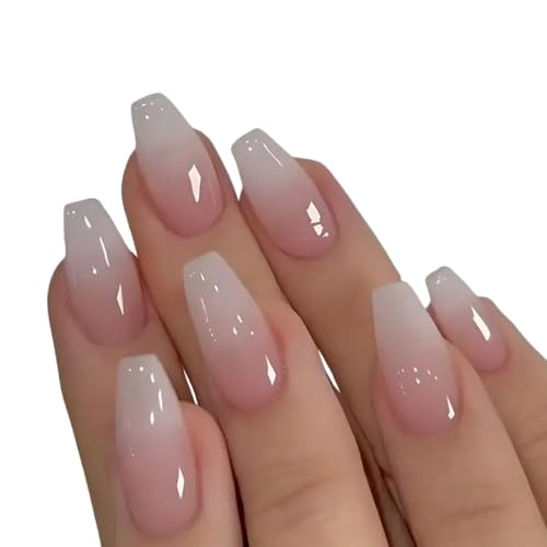 European Almond-Shaped Press-On False Nails – 24pcs Set - Instant Manicure (Gradient Pink)