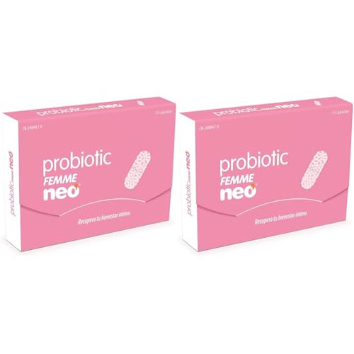 NEO - Probióticos - 15 Cápsulas - Caja 15 Días - para Mujer - Favorece la Mucosa y Flora Vaginal - Ayuda contra Vaginosis Bacteriana - Probiotic Femme (Paquete de 2)