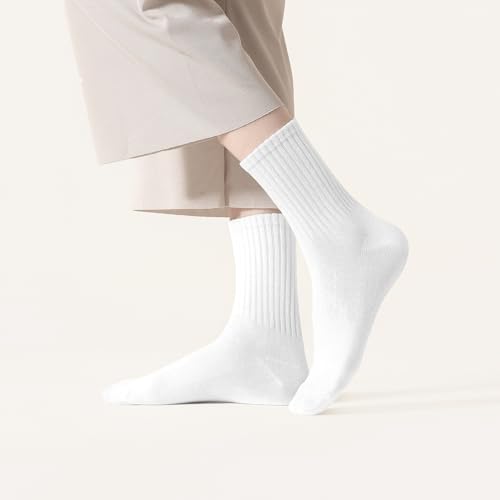 Image of VWU Women Men Crew Socks Cotton Dress Socks Ankle Neutral Casual Gilr Boy Solid Color Crew Socks SIze 5-12