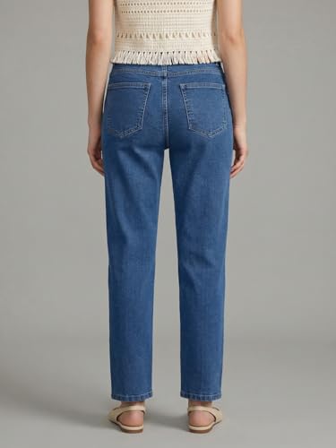 Image of Urbano Fashion Women's High Rise Straight Fit Washed Jeans Non-Stretchable