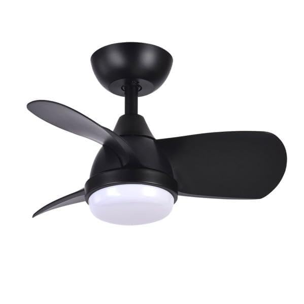 Ventilador DC 24W Pirdo Negro con 3 aspas, 60D y 2400Lm. Disfruta de 6 velocidades y opciones de luz de 3000 a 6000K. Control remoto, memoria y temporizador para mayor comodidad.