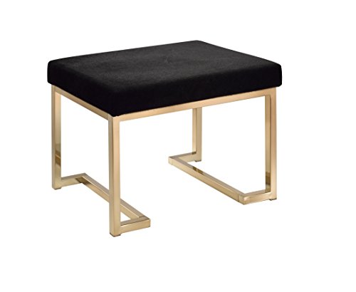 ACME Furniture Acme 96597 Boice Ottoman, black Fabric & Champagne, One Size