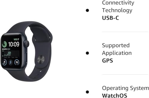 Apple Watch SE (2nd Gen) (GPS, 40mm) - Midnight Aluminum Case with Midnight Sport Band, S/M (Renewed Premium) - Image 8