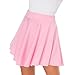 Afibi Girls Casual Mini Stretch Waist Flared Plain Pleated Skater Skirt (Small, Pink)