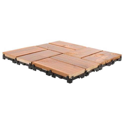 CANIGHT Interlocking Decking Tiles Wooden Outdoor Flooring for Patios Gardens Balconies More Easy Installation Weather-resistant Practical Design for Various Scenes