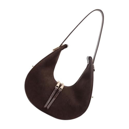 Sac à bandoulière tendance femme en cuir velours zippé | Pochette sac à main chic