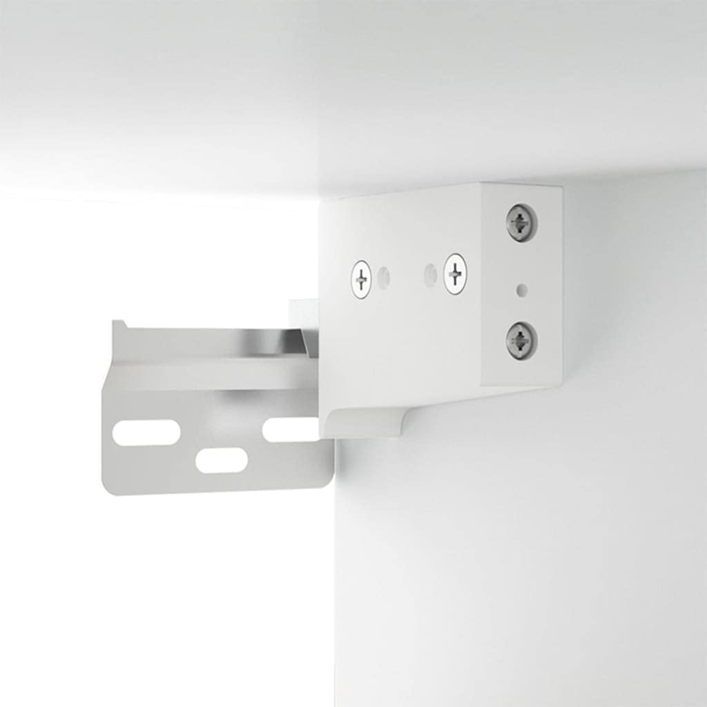 2-TLG. TV-Schrank-Set Weiß, Holzwerkstoff, Wandmontage, Modernes Media Center für Wohnzimmer, Robuste TV-Konsole mit Türen, Viel Stauraum