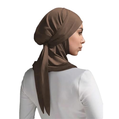 Niiyyjj Women Muslim Jersey Hijab Scarf Tie Back Headscarf Lace Up Turban Islam Head Wrap Niqab Bandanas