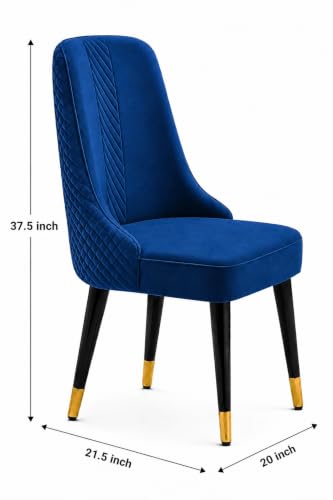 Image of WOODEN SPACE Majestic 4 Seater Wooden Dining Table Set | Urban Marble Top Dining Table with Chairs for Dining Room & Kitchen (Modern Vento Navy Blue) (54 x 36 x 30 inch)