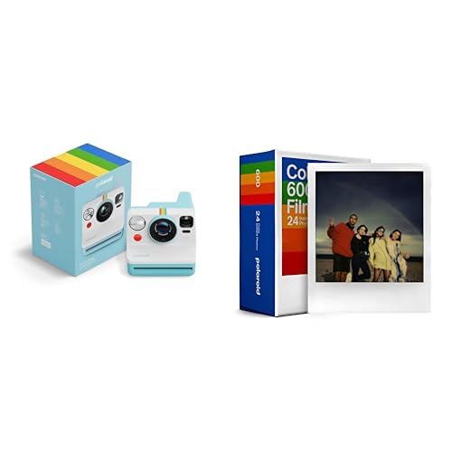 Polaroid – Now Gen3 – Cámara instantánea Azul Ártico + Pack Triple de película a Color (24 Fotos) + Álbum