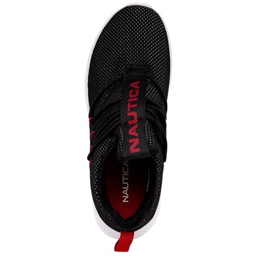 Nautica Men's Sneakers Slip-On Bungee Comfortable Casual Fashion Walking Shoes-Northview 2-Black Red-10.54