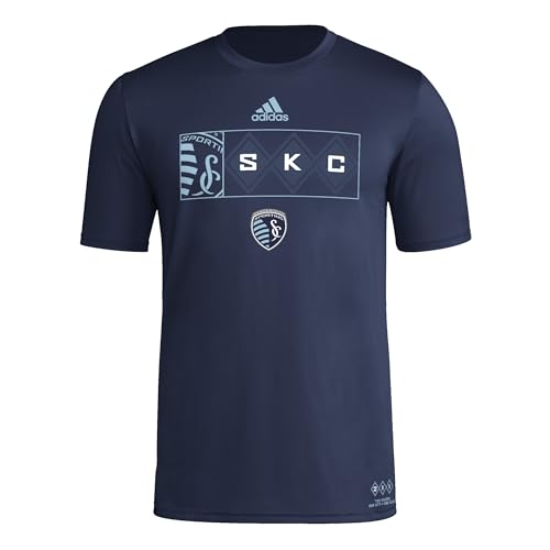 T-Shirt adidas Sporting Kansas City Homme Manches Courtes Bleu SKC Taille M